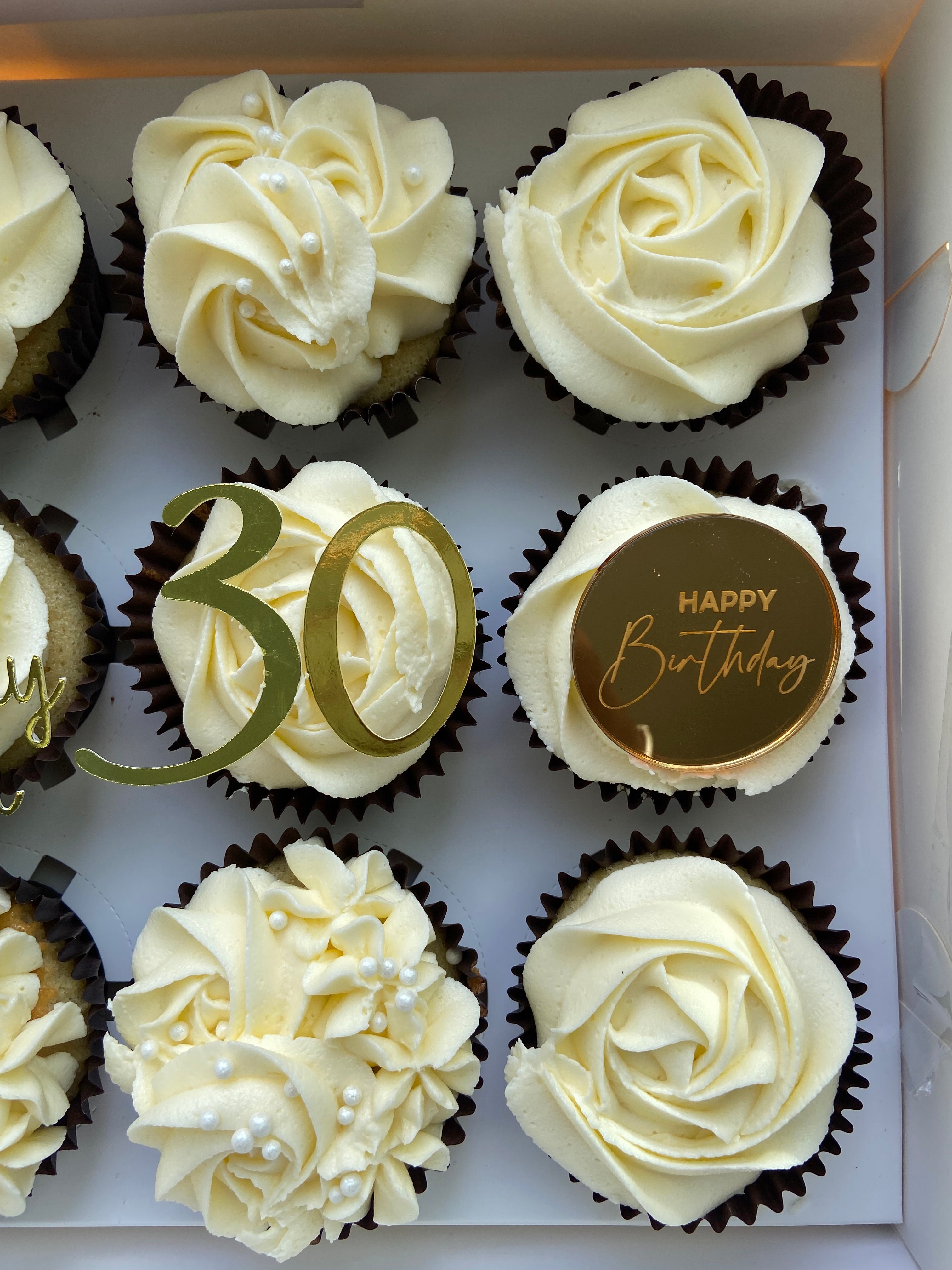 Happy Birthday Gold and Neutral Cupcakes (Collection Only)